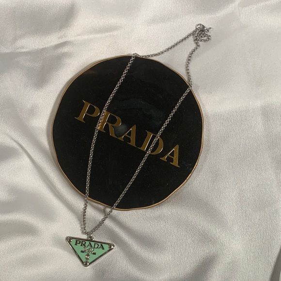 Unique upcycled Prada charm on a silver rope chain - Picture 1 of 6